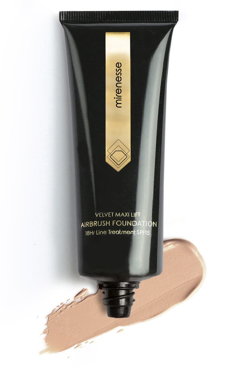 MIRENESSE Velvet Maxi Lift Airbrush Line Treatment 18HR Foundation - 25 Bronze, Main, color, 