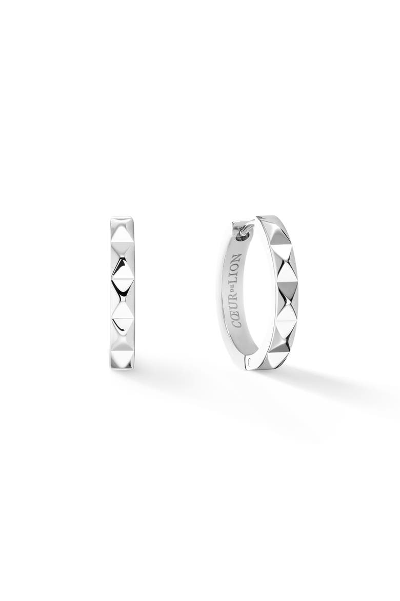 Spikes 23 Hoop Earrings, Main, color, Silver