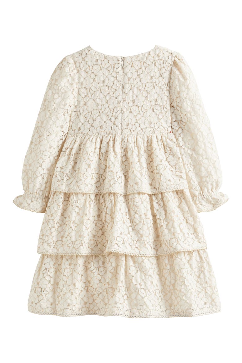Kids' Lace Long Sleeve Tiered Party Dress, Alternate, color, VANILLA POD