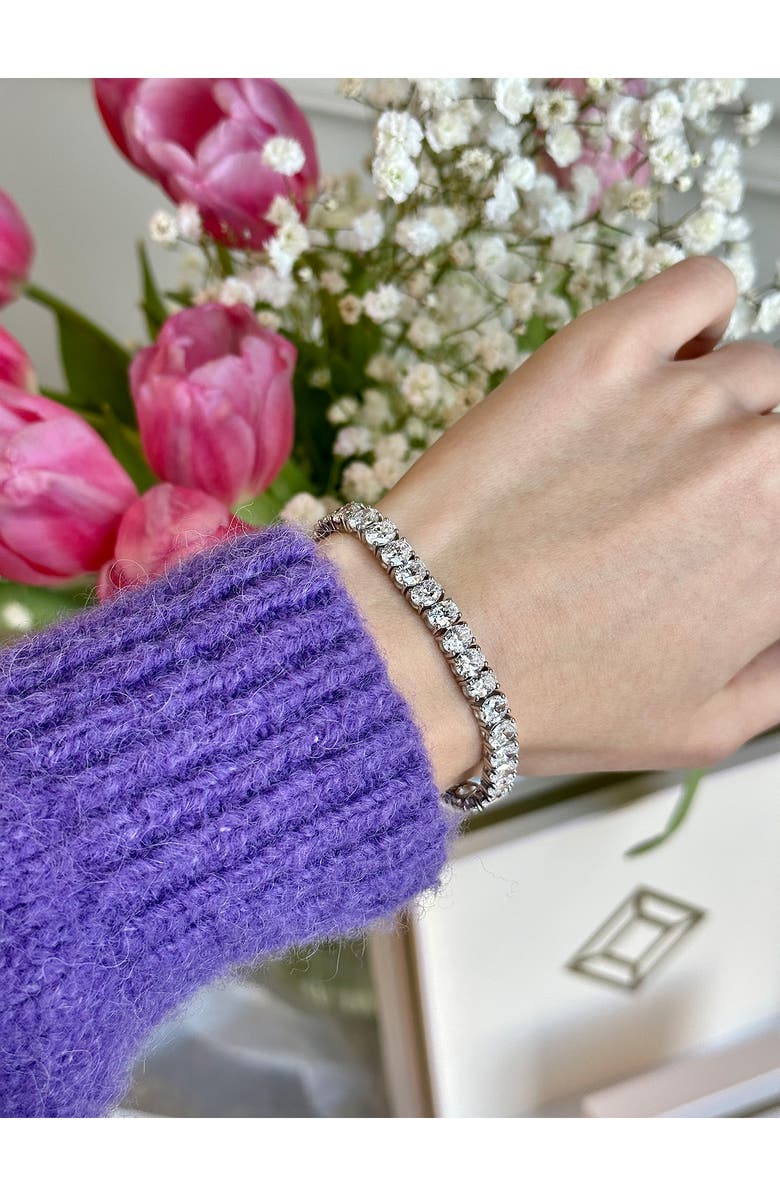 HauteCarat Oval Cut Lab Grown Diamond Tennis Bracelet, Alternate, color, 18K White Gold