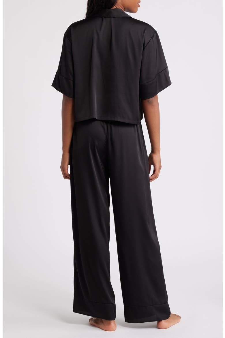 Boxy Everyday Satin Pajamas, Alternate, color, BLACK
