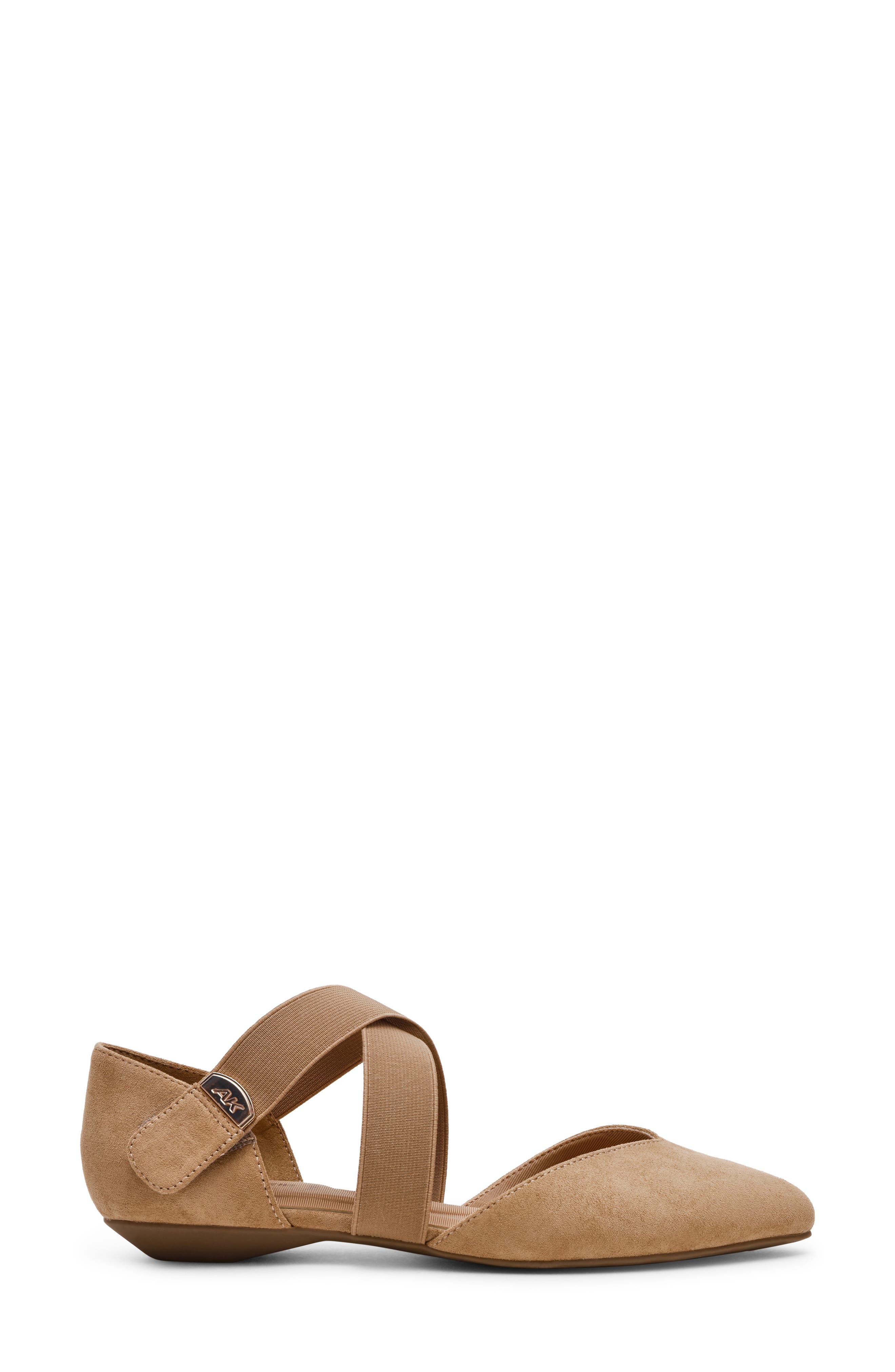Anne Klein Oswaldo Pointed Toe Flat, Alternate, color, Sandstone Microsuede