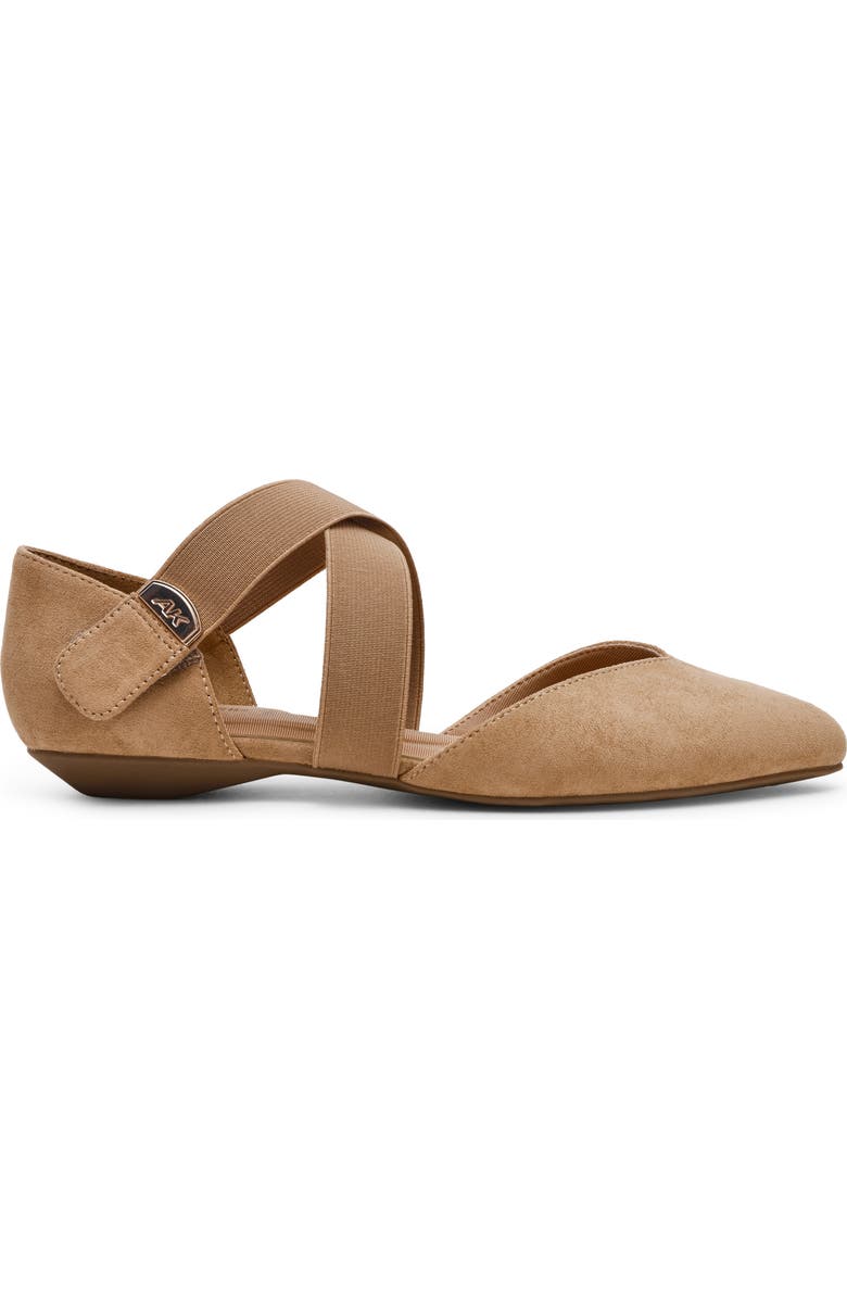 Anne Klein Oswaldo Pointed Toe Flat, Alternate, color, Sandstone Microsuede
