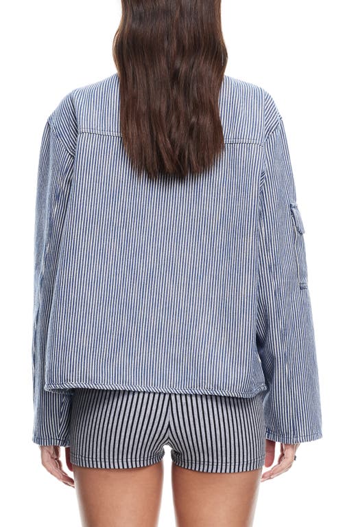 Lioness Renacida Pocket Jacket In Denim Stripe