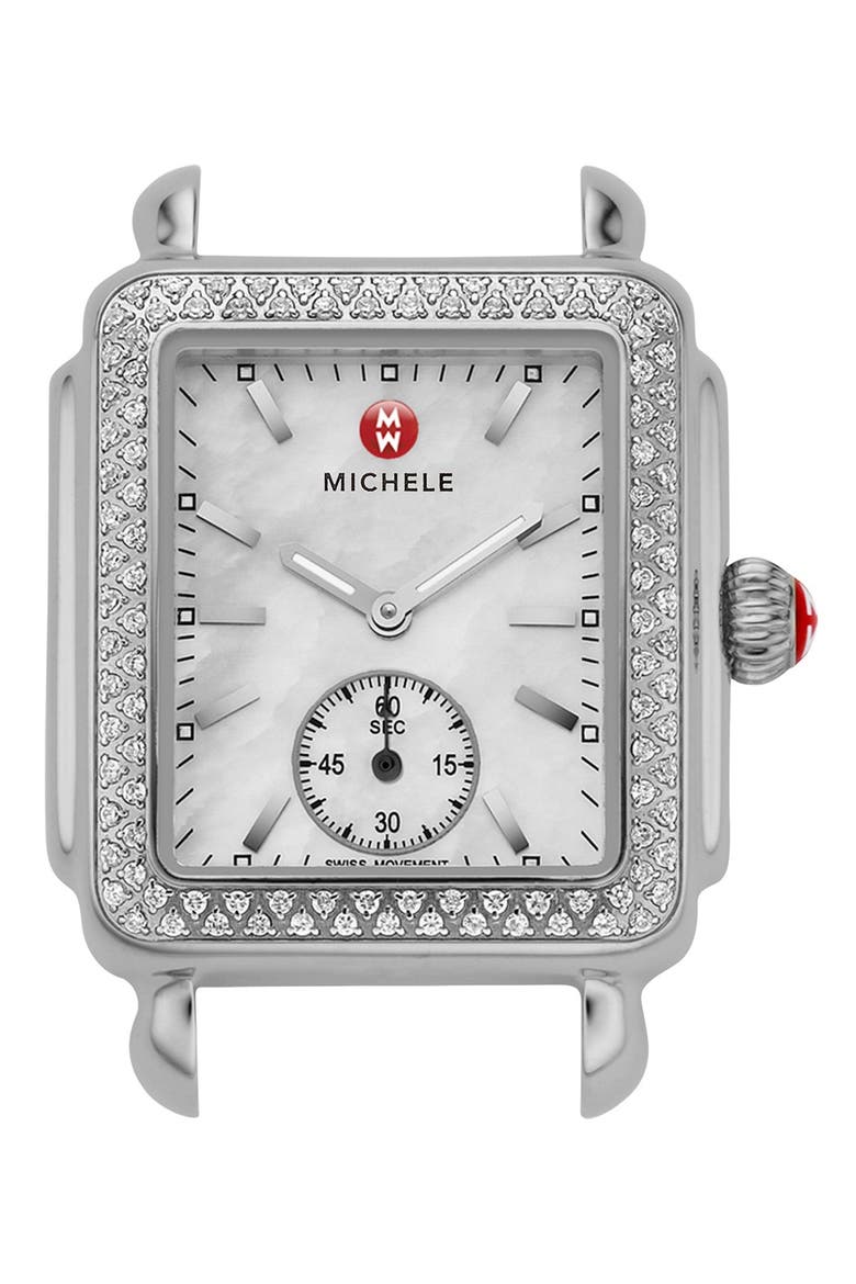 Deco 16 Diamond Watch Head, 29mm x 31mm, Main, color, SILVER
