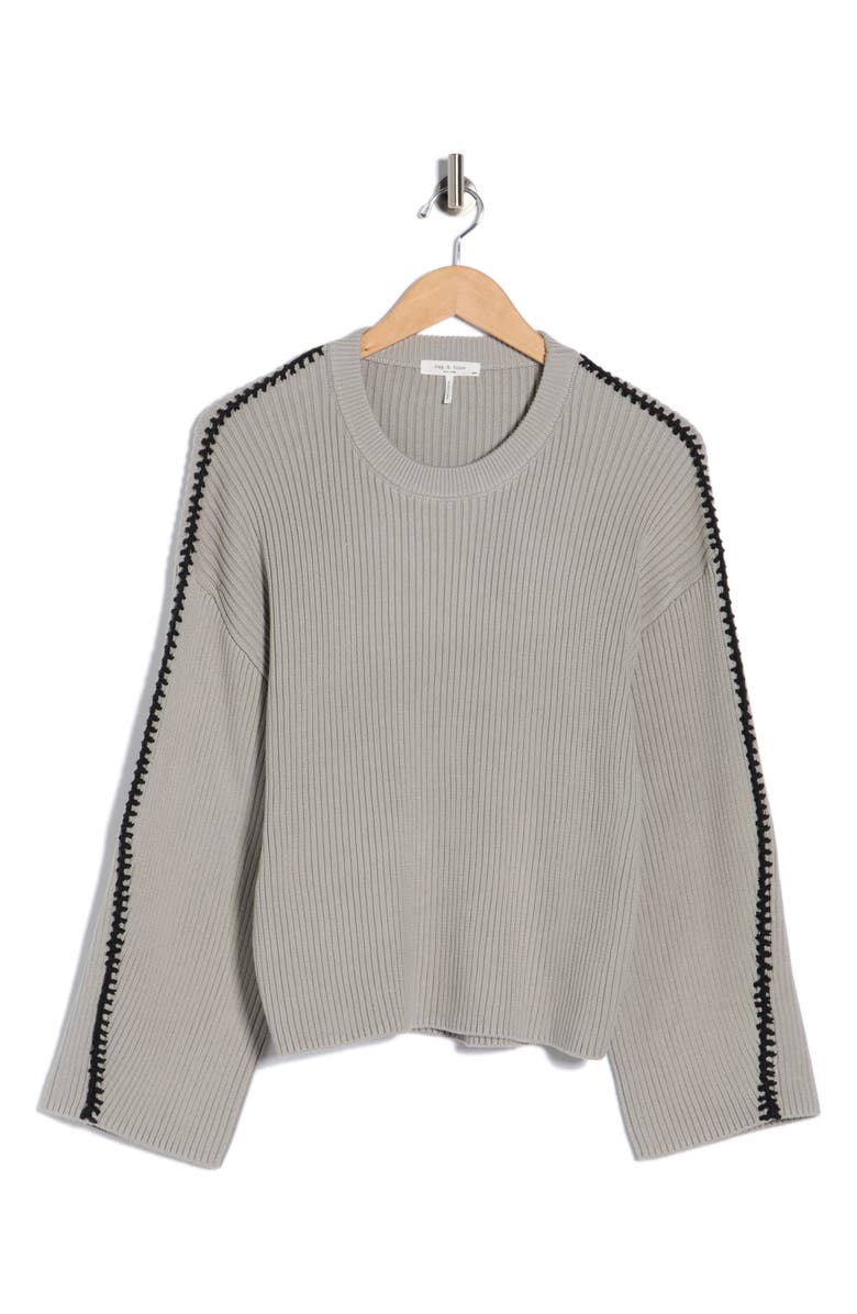 rag & bone Isabella Crewneck Wool Ribbed Sweater, Alternate, color, Grey