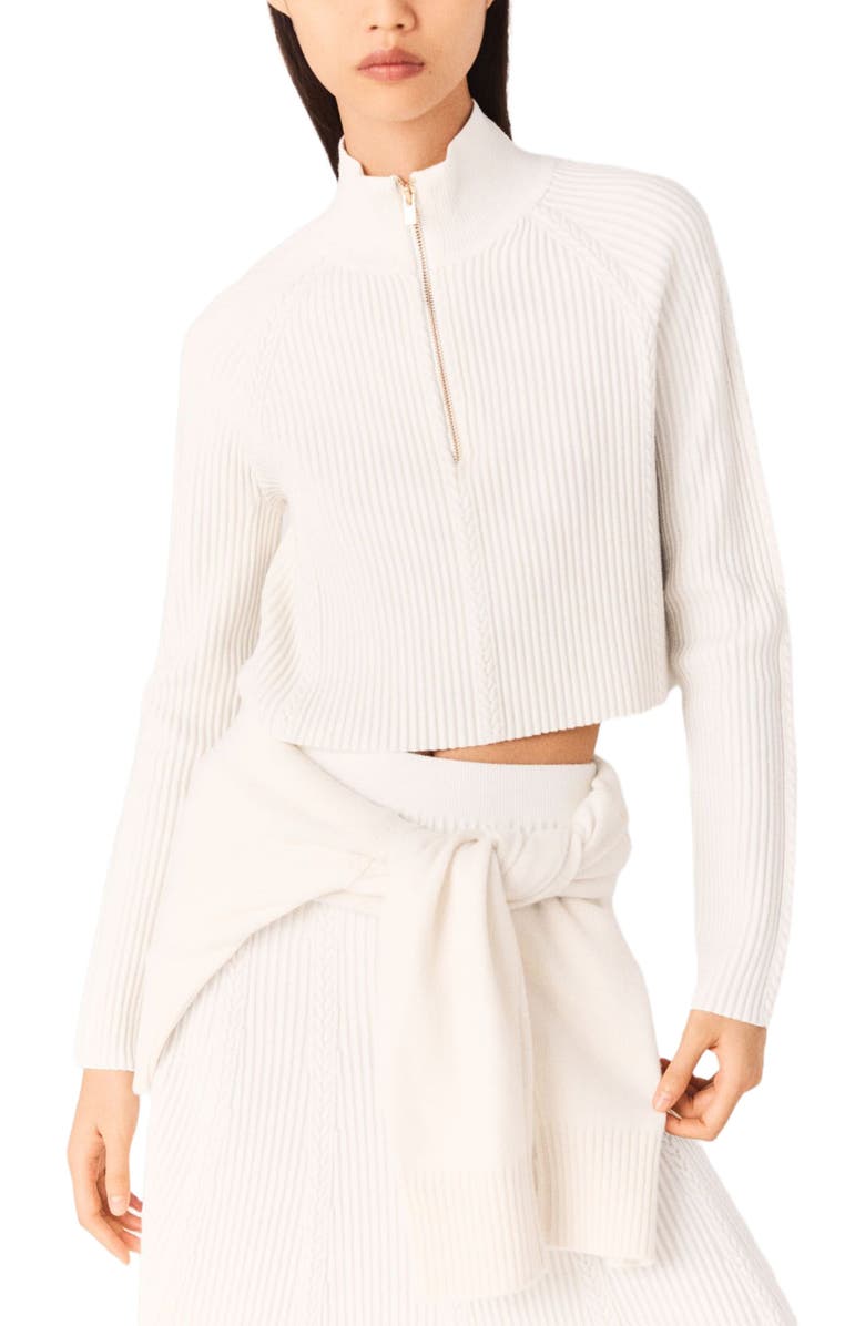 maje High-neck sweater, Alternate, color, Ecru