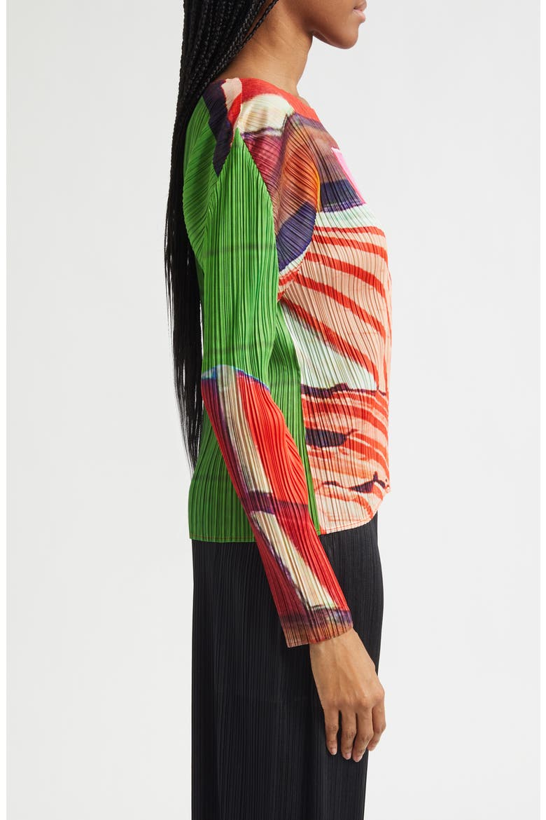City Collage Pleated Top, Alternate, color, RED X GREEN