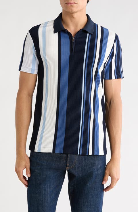 Quarter Zip Textured Knit Polo