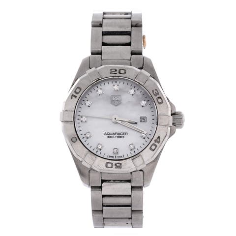 Aquaracer 300M Quartz Watch Stainless Steel with Diamond Markers and Mother of Pearl 32