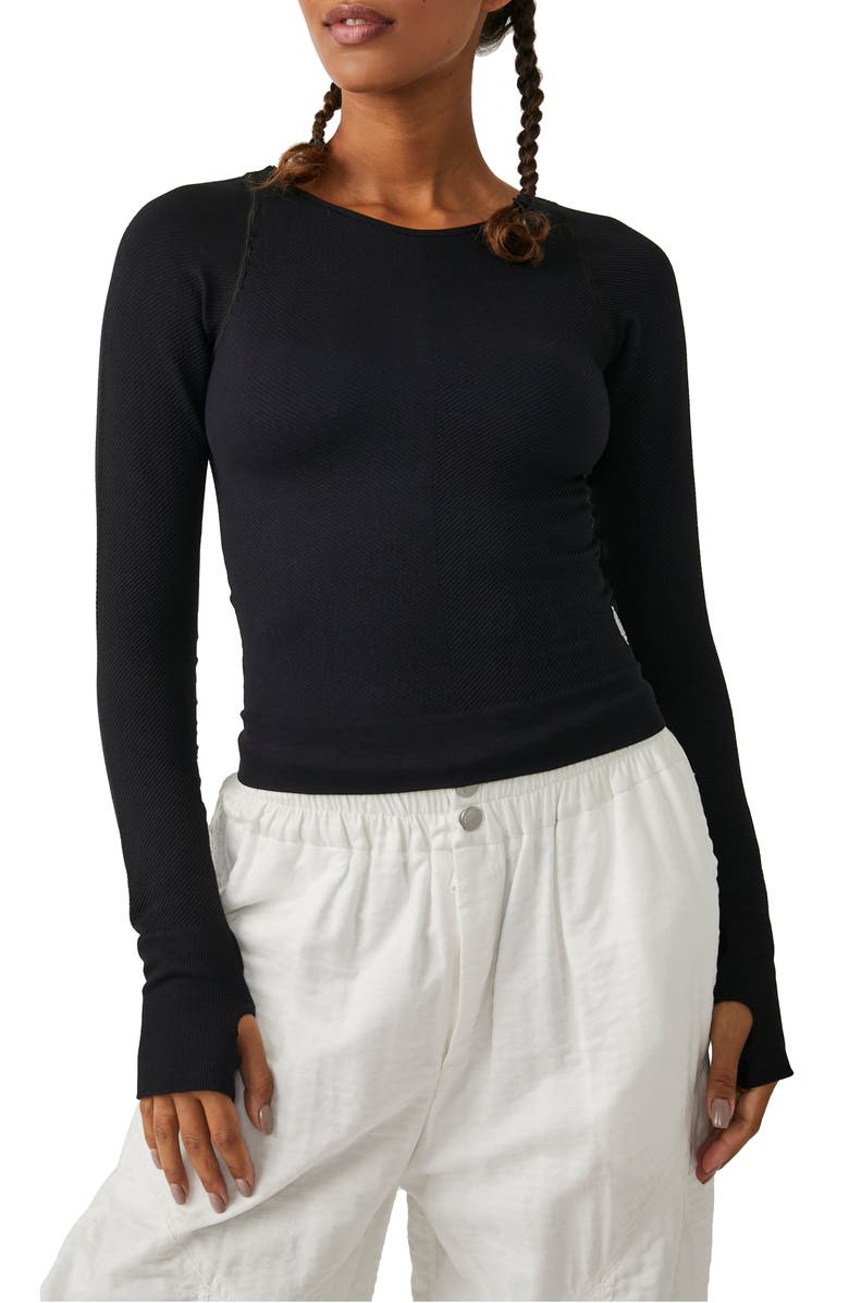 Free People Easy Free Long Sleeve Keyhole Top, Main, color, 