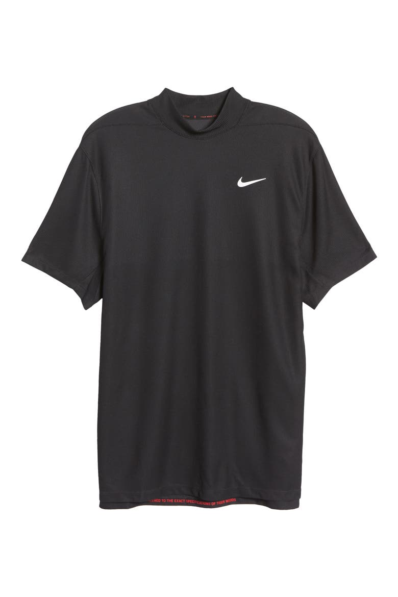 Nike Dri-FIT Tiger Woods Mock Neck Golf T-Shirt, Alternate, color, BLACK/ BLACK/ WHITE