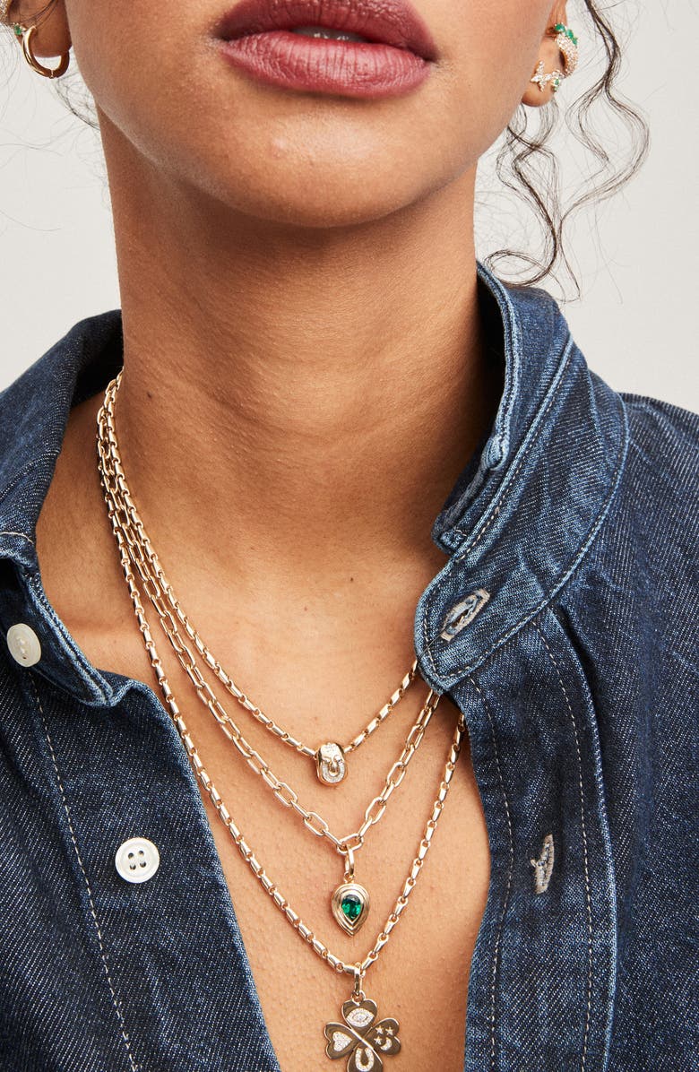 Adina Reyter Horseshoe Diamond Lucky Big Bead Charm, Alternate, color, Yellow Gold/ Diamond