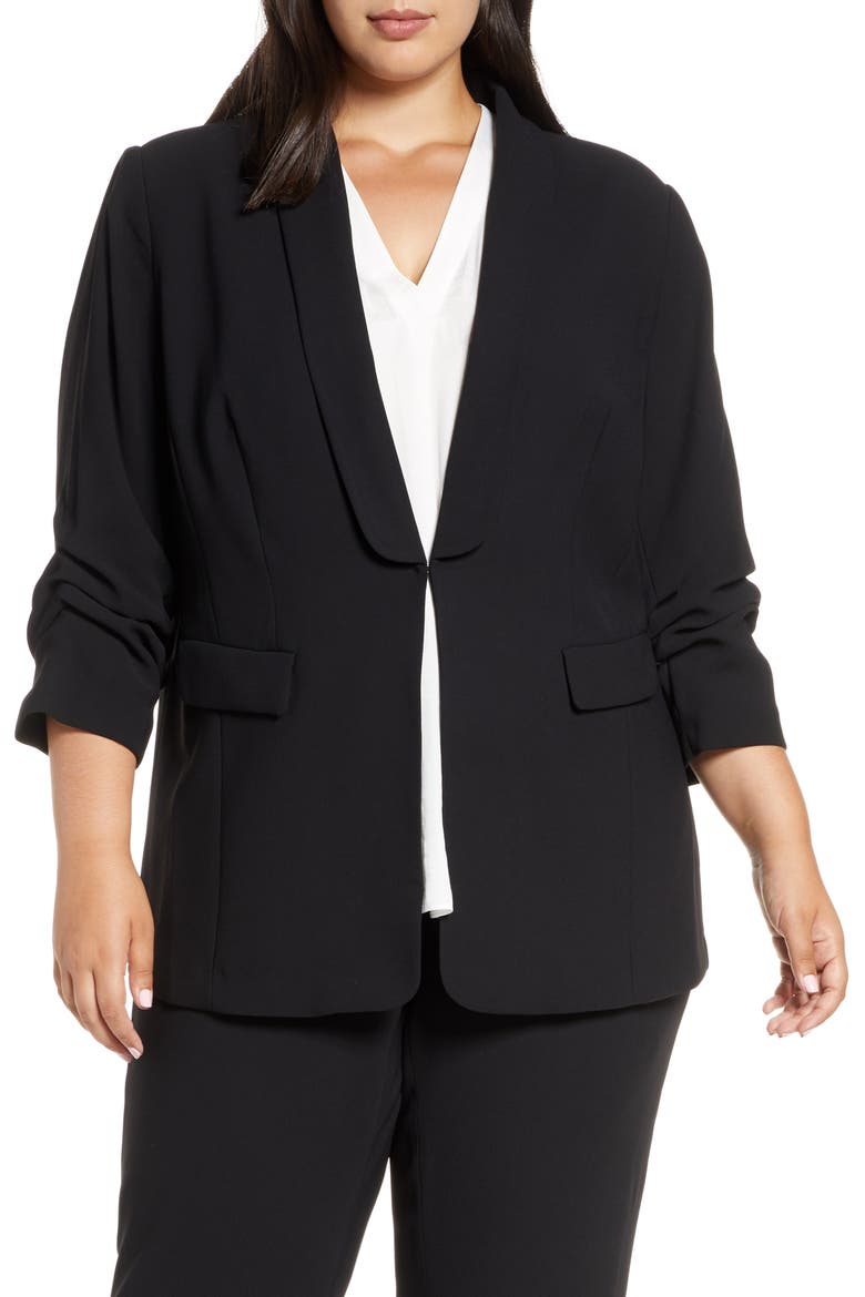 Moss Crepe Blazer, Main, color, RICH BLACK
