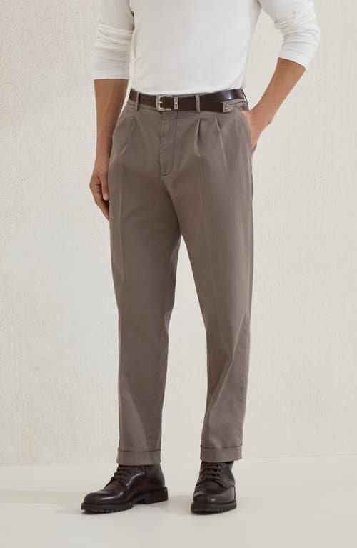 Brunello Cucinelli Comfort Gabardine Trousers In Gray