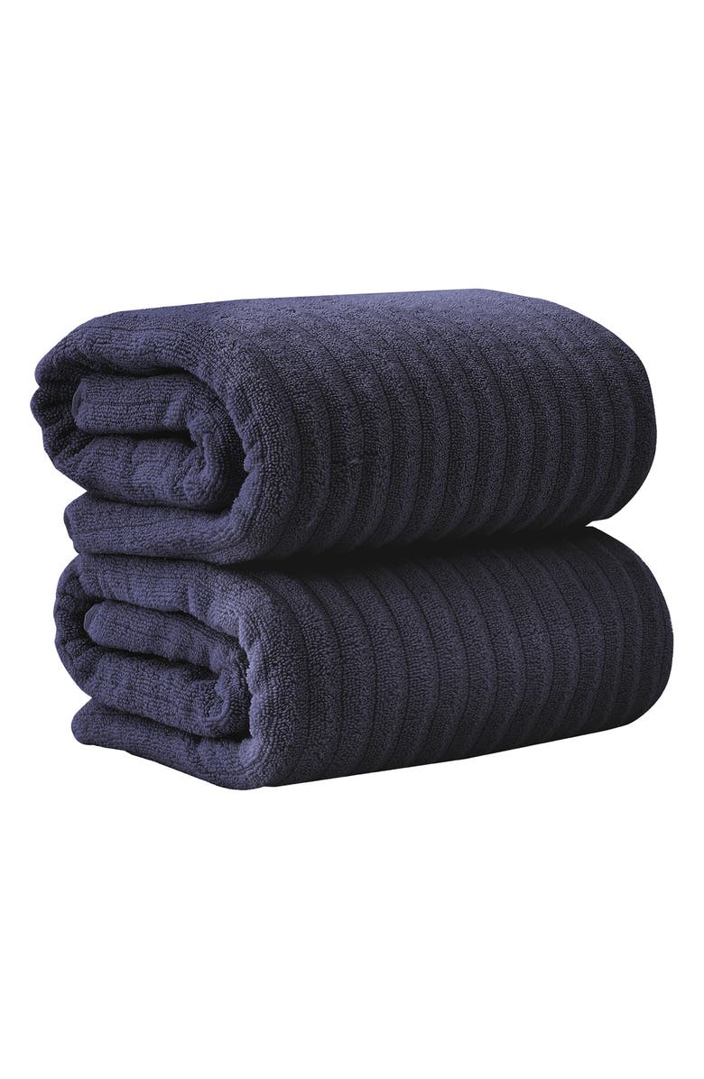 Woven & Weft Combed Cotton 2-Pack Bath Towels, Main, color, Navy Blue