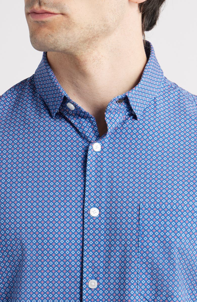 Mizzen+Main Leeward Trim Fit Neat Short Sleeve Button-Up Shirt, Alternate, color, Set Sail Alternating Diamond