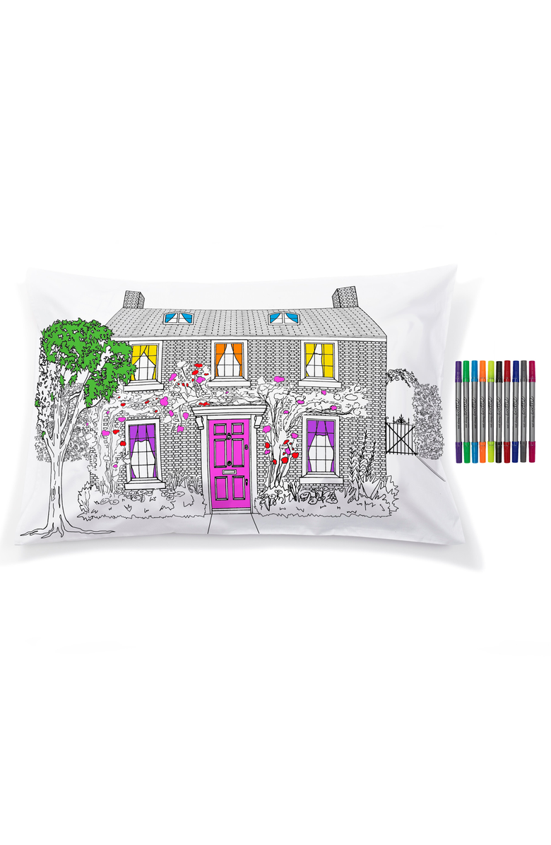 Eat Sleep Doodle Color Your Own Pillowcase Decorator, Alternate, color, White