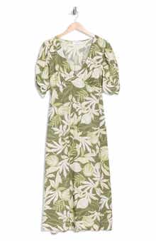 Renee C Floral Short Sleeve Empire Waist Midi Dress