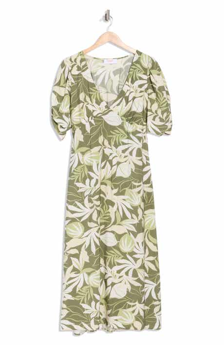 Renee C Floral Short Sleeve Empire Waist Midi Dress