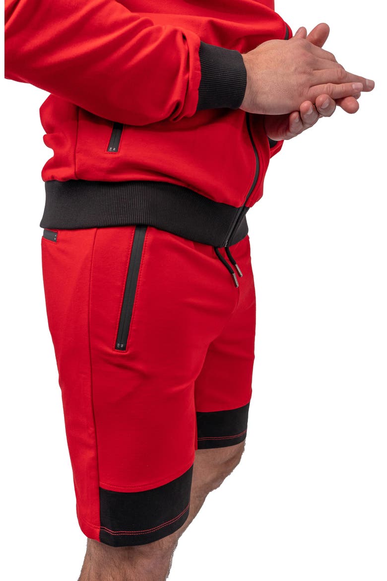 Level Platform Red Stretch Cotton Shorts, Alternate, color, RED