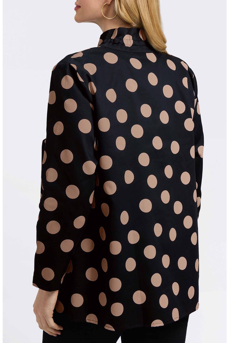Carolina Dot Print Cotton Button-Up Shirt, Alternate, color, BLACK/ ALMOND