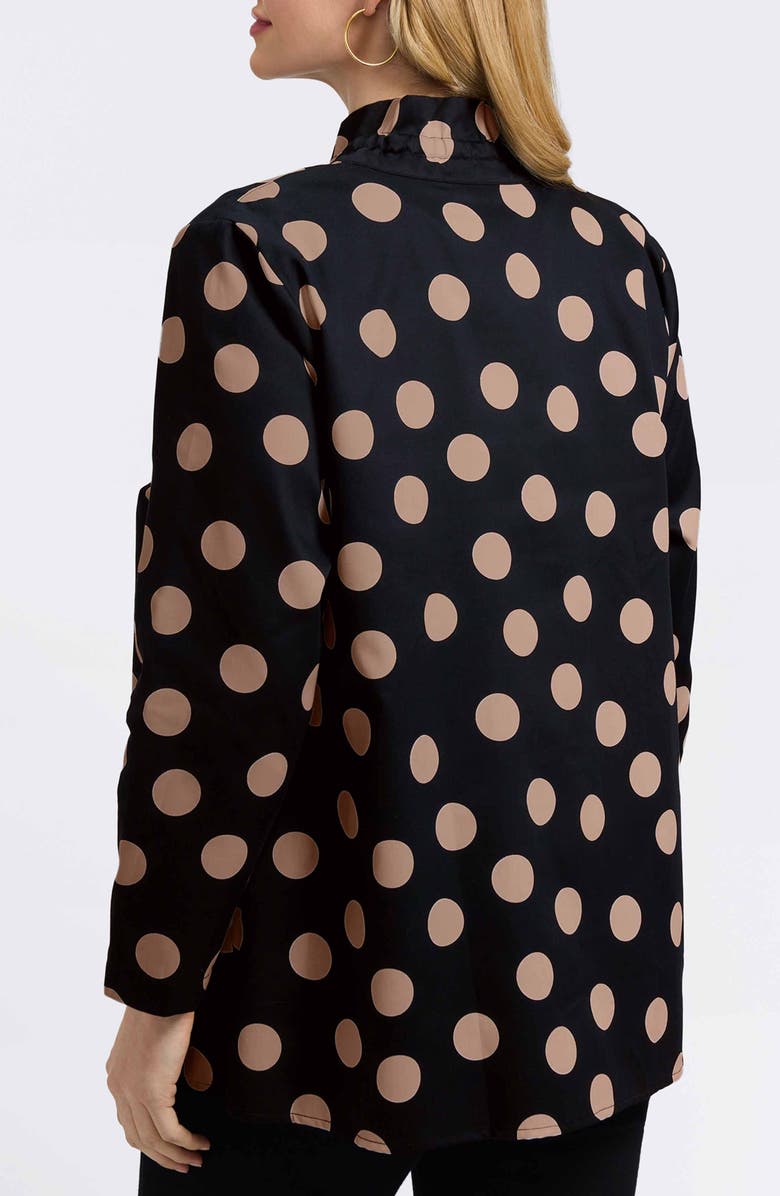 Foxcroft Carolina Dot Print Cotton Button-Up Shirt, Alternate, color, Black/ Almond