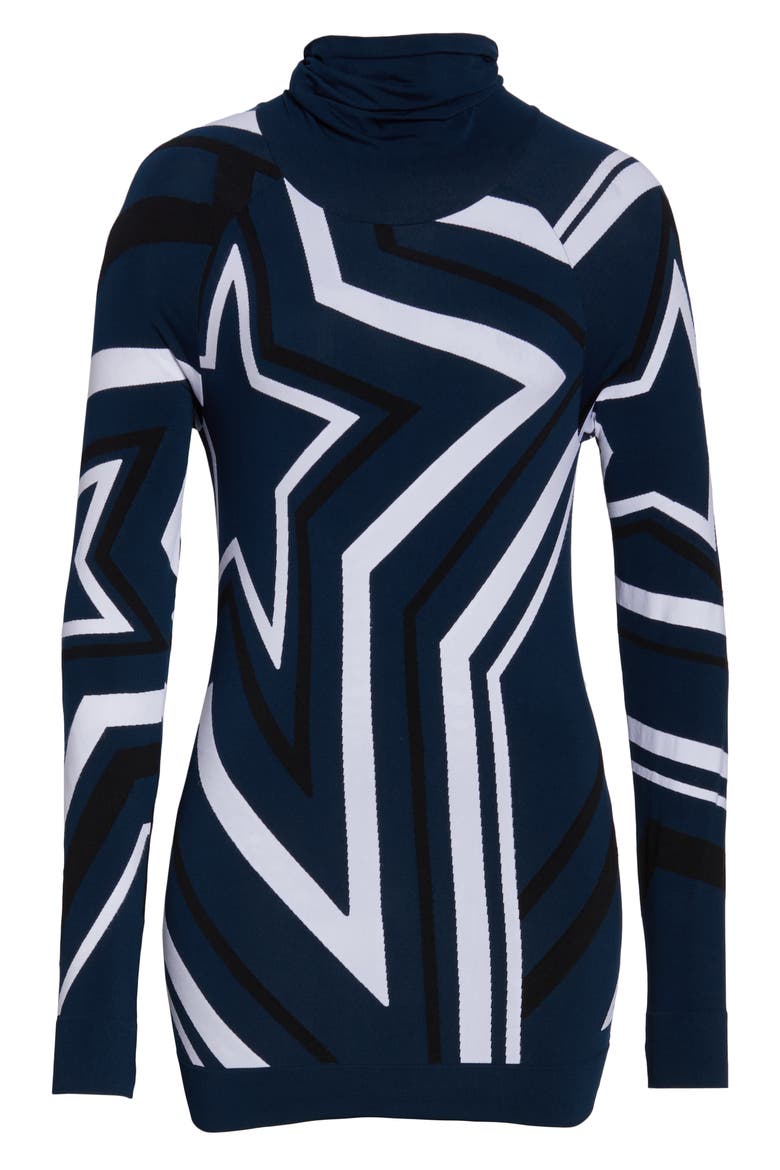 Festive Star Seamless Base Layer Top, Alternate, color, BEETLE BLUE STAR JACQUARD