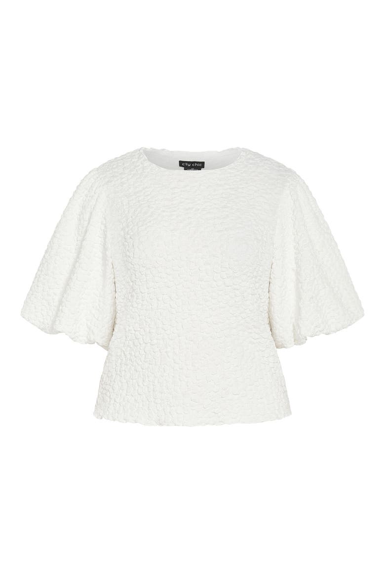 Chrissie Texture Puff Sleeve Top, Alternate, color, IVORY