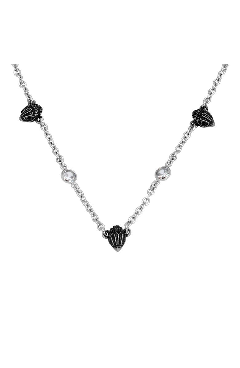 Kurt Geiger London Crystal & Eagle's Head Station Chain Necklace, Alternate, color, Crystal