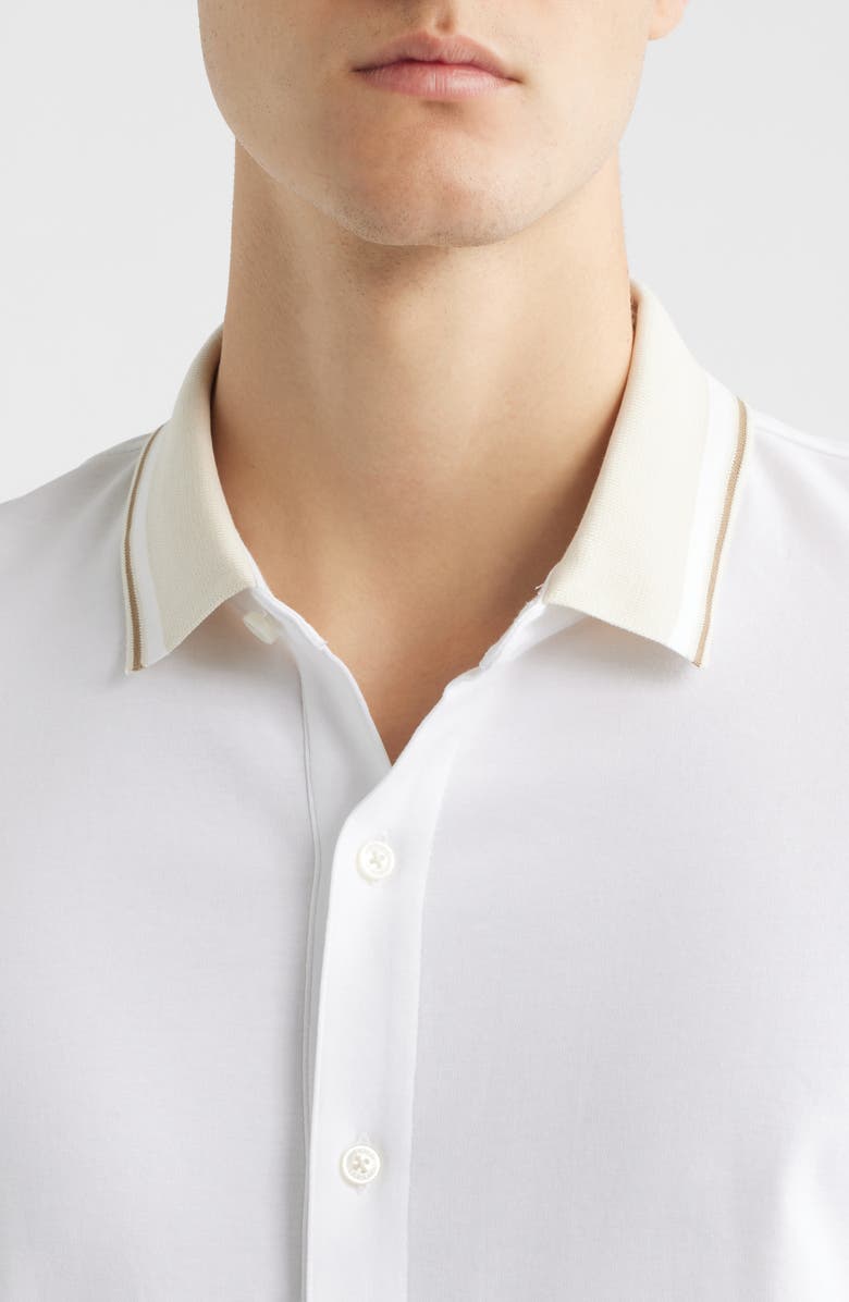 BOSS Puno Short Sleeve Cotton Button-Up Shirt, Alternate, color, White