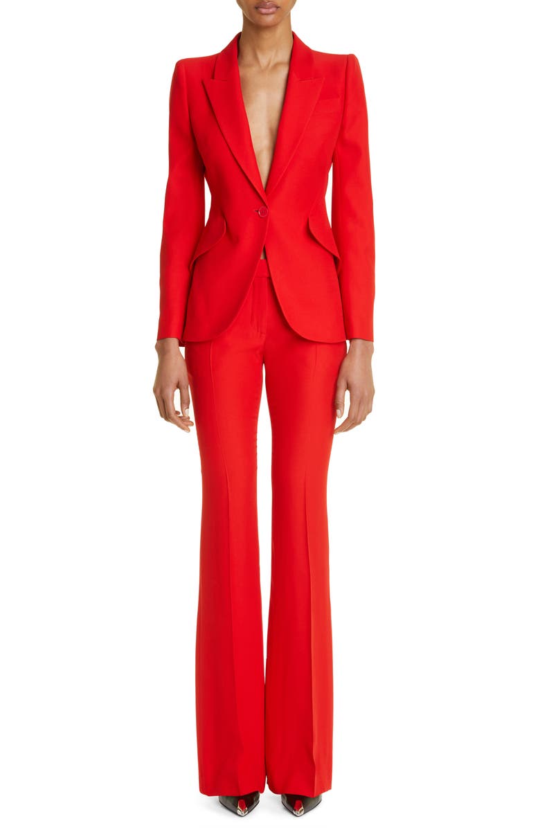 McQueen Alexander McQueen Leaf Crepe Jacket, Alternate, color, 6085 Red