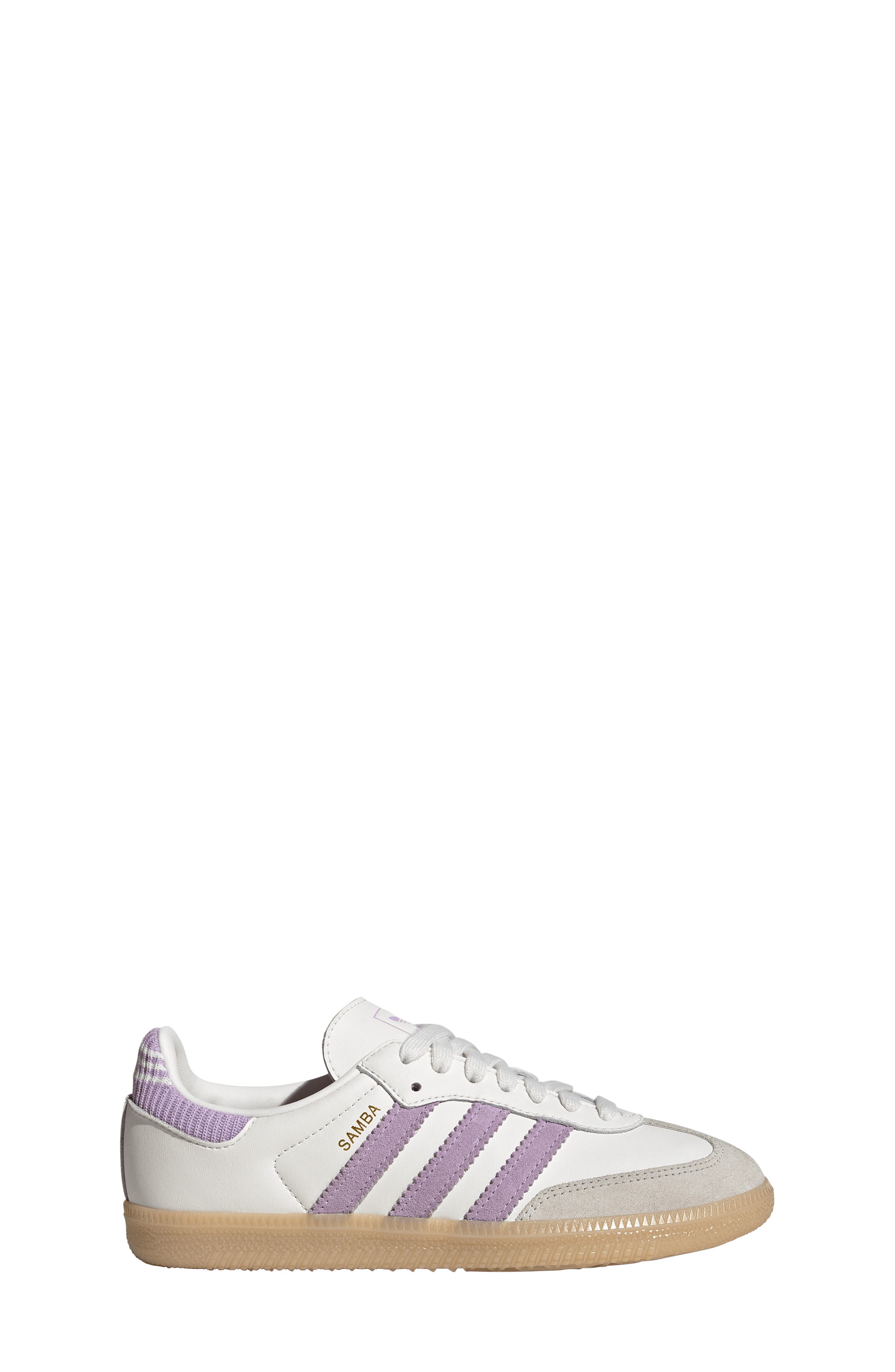 Kids' Samba OG Sneaker, Alternate, color, CLOUD WHITE/ PLUM/ GUM 3