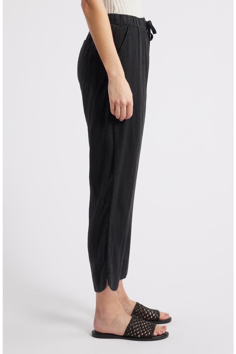 Tapered Linen Pants, Alternate, color, BLACK
