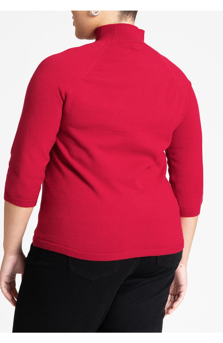 ELOQUII Three Quarter Sleeve Turtleneck Sweater, Alternate, color, Red