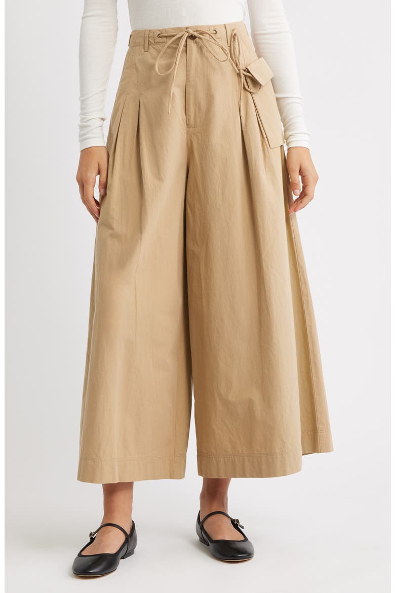 Tatianna Belted Organic Cotton Ankle Wide Leg Pants, Main, color, TAN