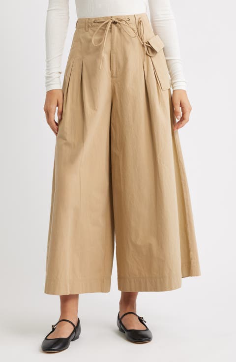 Tatianna Belted Organic Cotton Ankle Wide Leg Pants