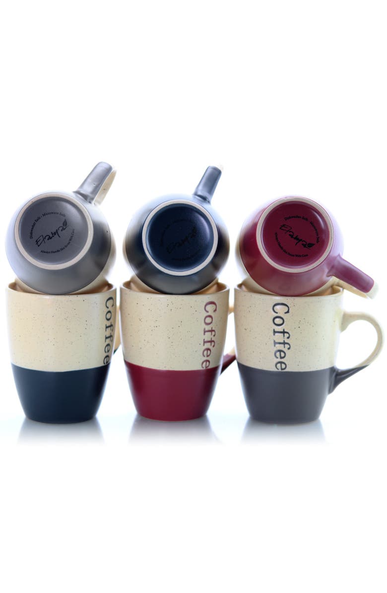 Elama Coffee House 6-Piece 12 oz. Mug Set with Stand, Alternate, color, Brown