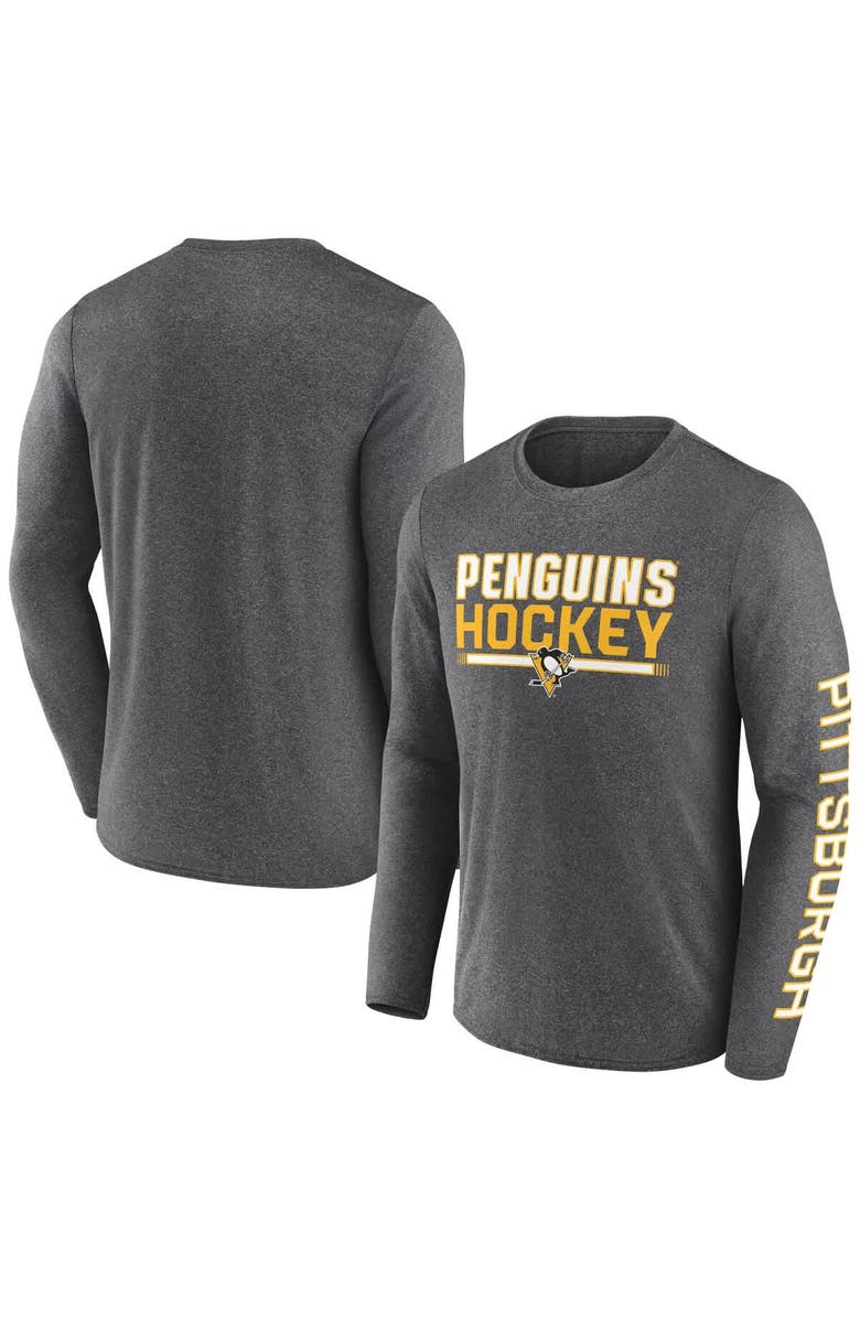 FANATICS Men's Fanatics Heather Charcoal Pittsburgh Penguins Sweep Iconic Synthetic Long Sleeve T-Shirt, Main, color, Heather Charcoal