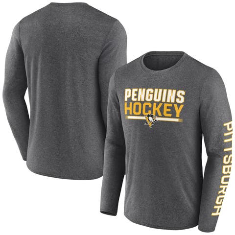 Men's Fanatics Heather Charcoal Pittsburgh Penguins Sweep Iconic Synthetic Long Sleeve T-Shirt