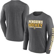 FANATICS Men's Fanatics Heather Charcoal Pittsburgh Penguins Sweep Iconic Synthetic Long Sleeve T-Shirt