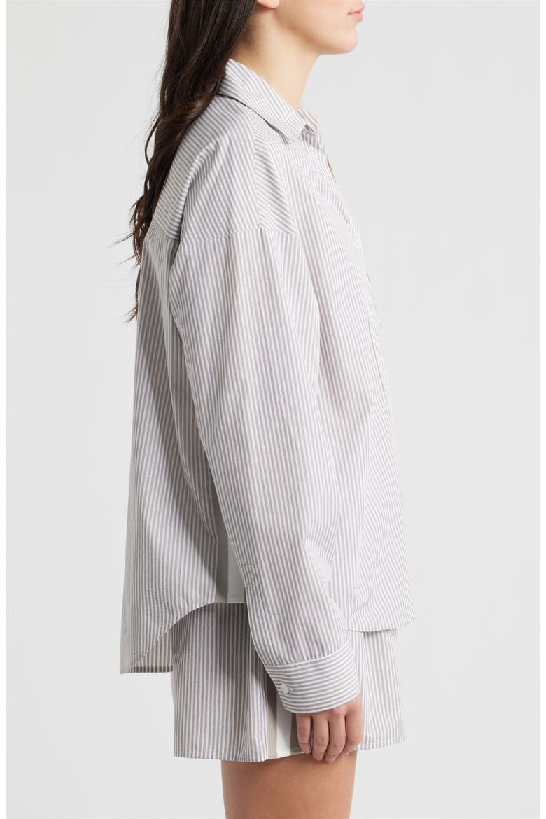 Stripe Button-Up Shirt, Alternate, color, TAUPE/IVORY