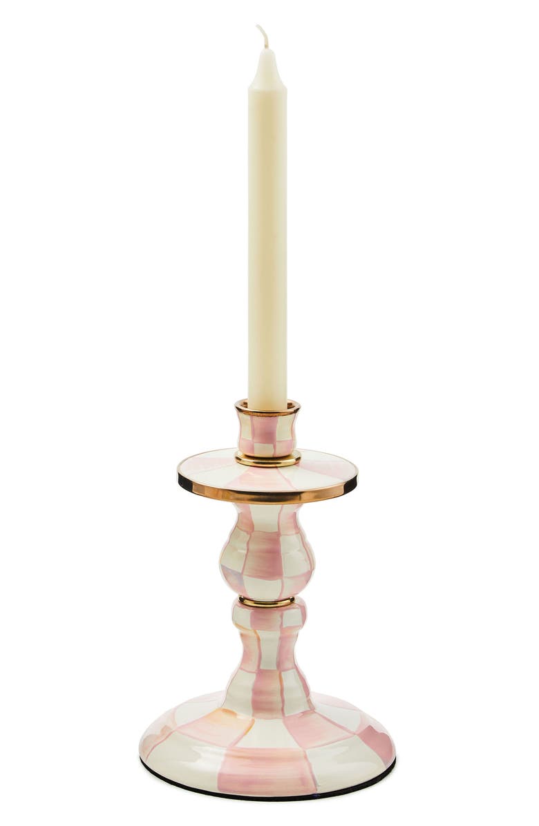 MACKENZIE CHILDS Small Rosy Check Candlestick Holder, Alternate, color, Rosy