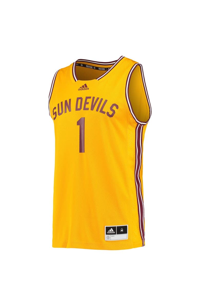 adidas Men's adidas #1 Gold Arizona State Sun Devils Reverse Retro Jersey, Alternate, color, Gold