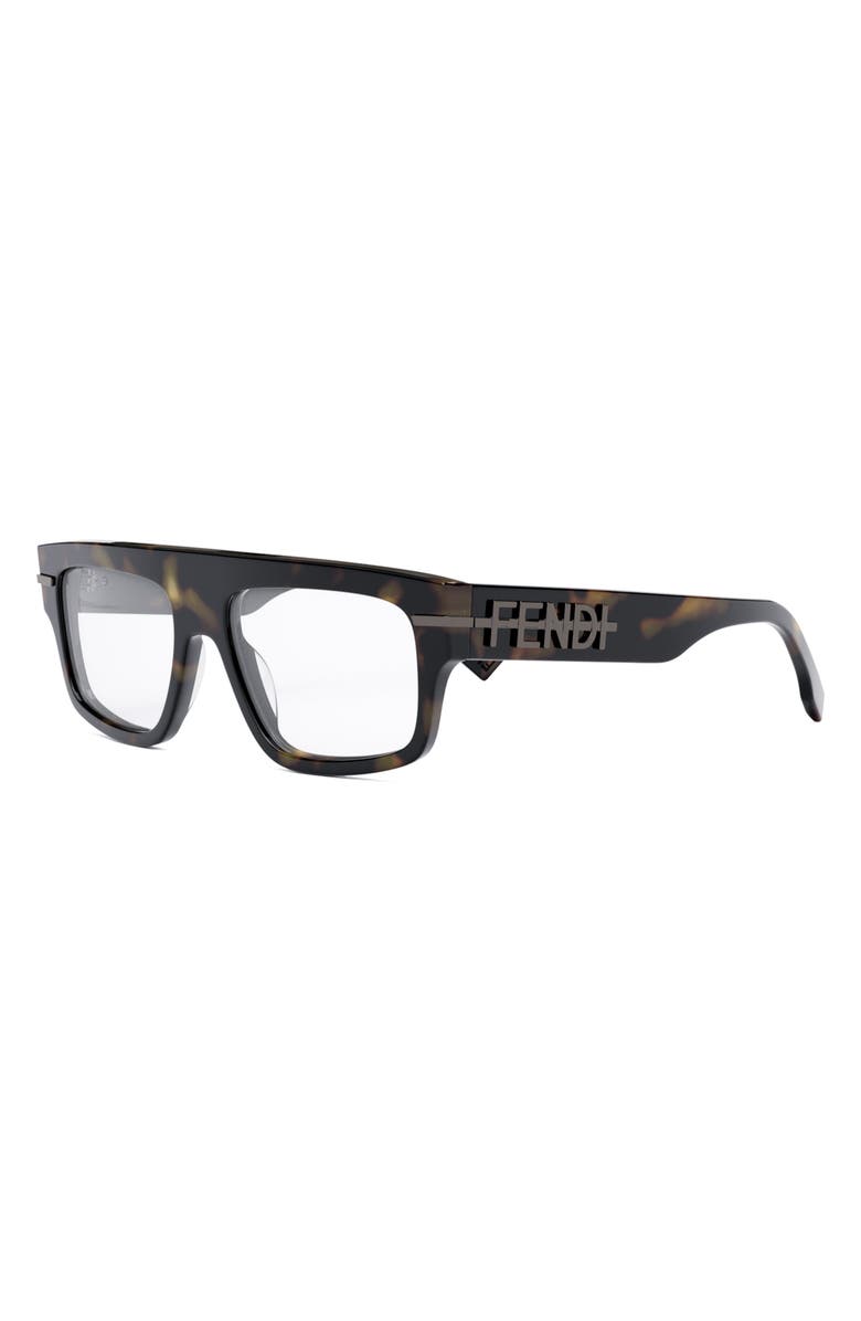 Fendi 'Fendigraphy 54mm Rectangular Optical Glasses, Alternate, color, Dark Havana
