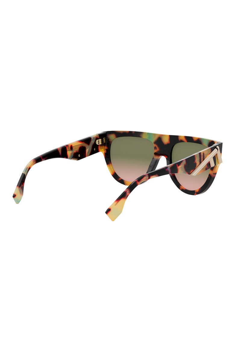 'Fendi First 139mm Flat Top Sunglasses, Alternate, color, HAVANA/ OTHER / GRADIENT GREEN
