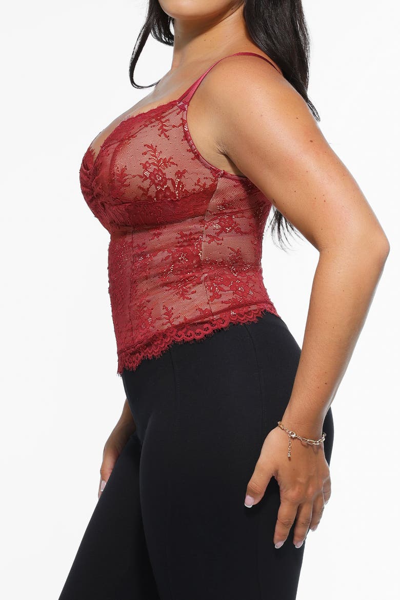 Shapewear Lace Contouring Camisole, Alternate, color, Burgundy