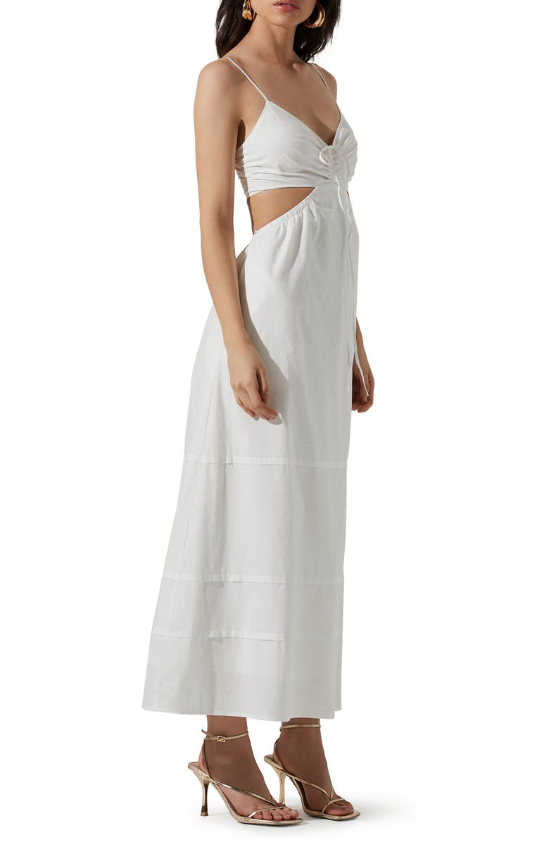 ASTR the Label Cutout Cotton Poplin Maxi Dress, Alternate, color, 