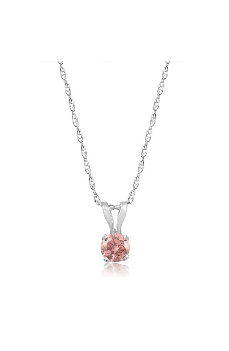 Bliss Diamond 1/5 Ct Pink Diamond Lab Grown Solitaire Pendant 14k Gold 18" Necklace, Alternate, color, 