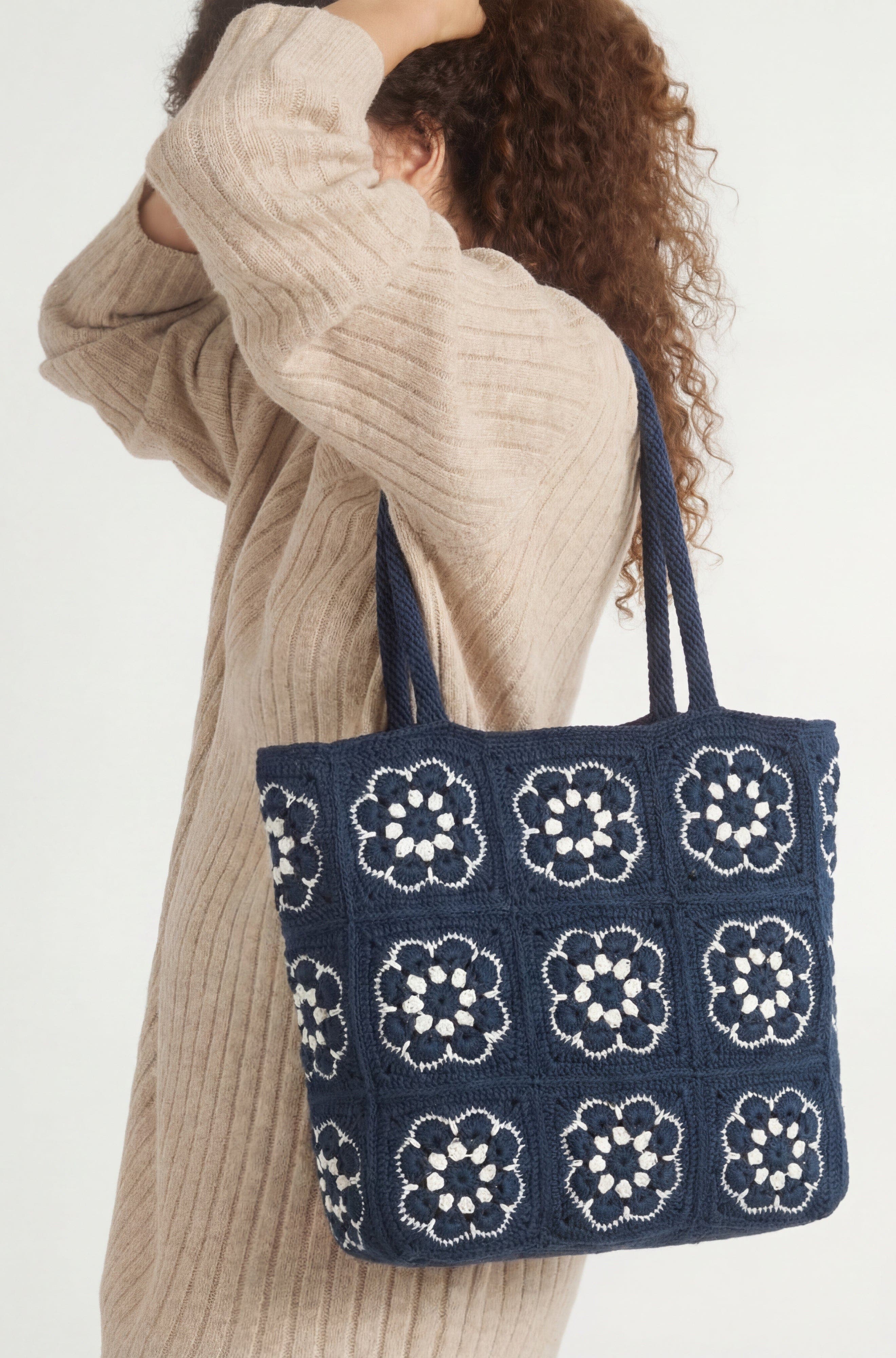 Solomon & Sage Vintage S&G Classic Work Crochet Bag, Alternate, color, Navy Multi